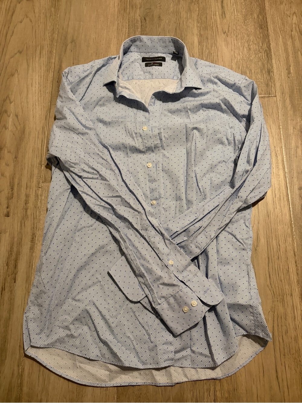 Tommy Hilfiger Light Blue Micro-Pattern Dress Shirt